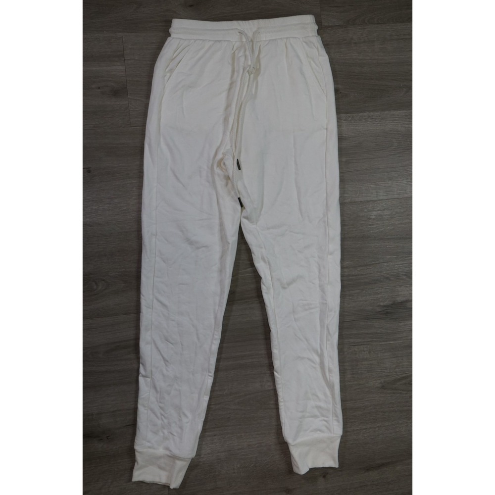 New‎ Melloday Women's  XS White Fleece Tapered Drawstring Adjustable Sweatpants